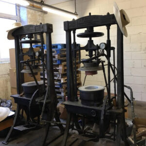 • Brochier blocking machines. The one on the left is going to Luton Museum. Photo by Veronica Main.