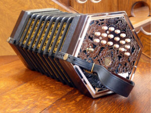 A hand made Anglo-German Concertina by Jake Middleton-Metcalfe. Photo copyright Jake Middleton-Metcalfe.