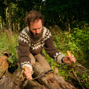 Peter Ananin, oak bark tanner. Photo copyright Woodland Tannery.